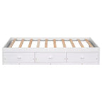 Twin Size Platform Bed, Wooden Storage Bed Frame with 3 Drawers