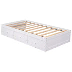 Twin Size Platform Bed, Wooden Storage Bed Frame with 3 Drawers