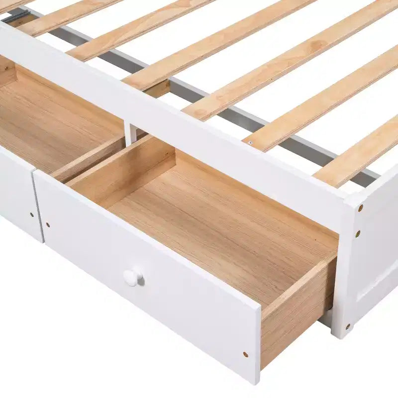 Twin Size Platform Bed, Wooden Storage Bed Frame with 3 Drawers