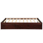 Twin Size Platform Bed, Wooden Storage Bed Frame with 3 Drawers