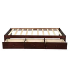 Twin Size Platform Bed, Wooden Storage Bed Frame with 3 Drawers