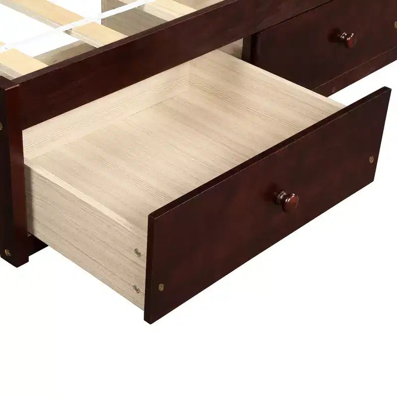 Twin Size Platform Bed, Wooden Storage Bed Frame with 3 Drawers