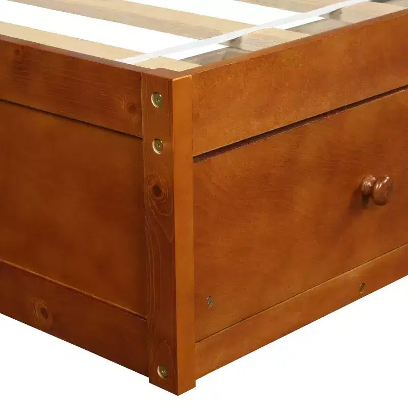 Twin Size Platform Bed, Wooden Storage Bed Frame with 3 Drawers