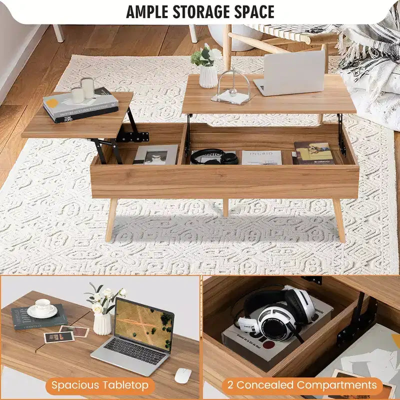 Table basse relevable 47 Table basse avec compartiments cachés pour le salon