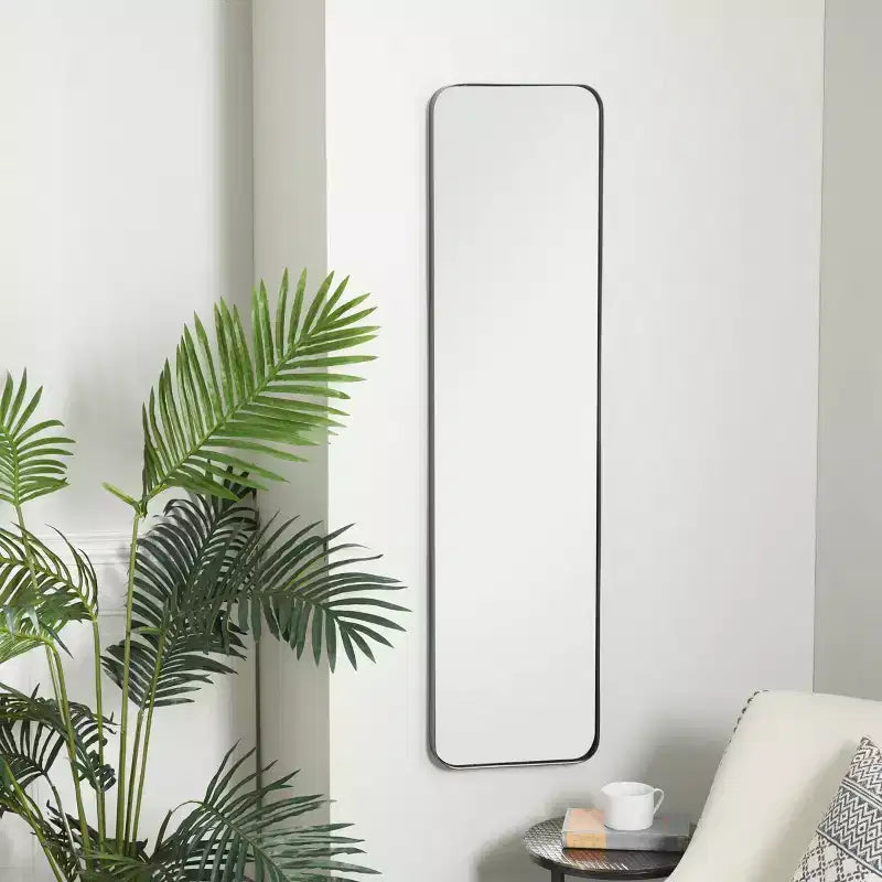 Miroir mural rectangulaire en métal avec cadre fin, 47,5 x 12 pouces