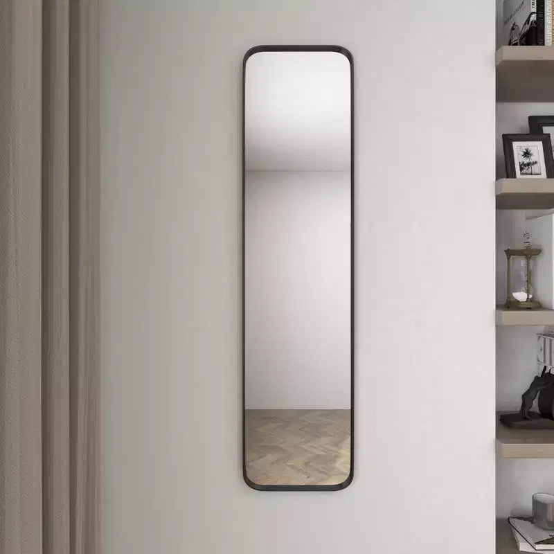 Miroir mural rectangulaire en métal avec cadre fin, 47,5 x 12 pouces