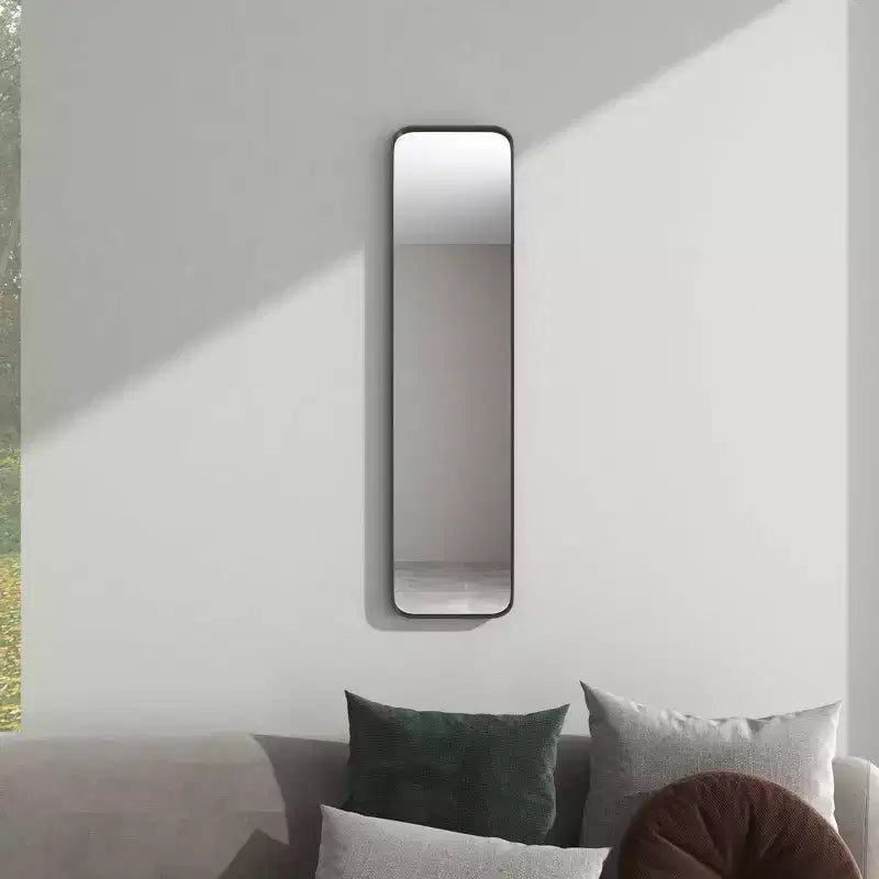 Miroir mural rectangulaire en métal avec cadre fin, 47,5 x 12 pouces