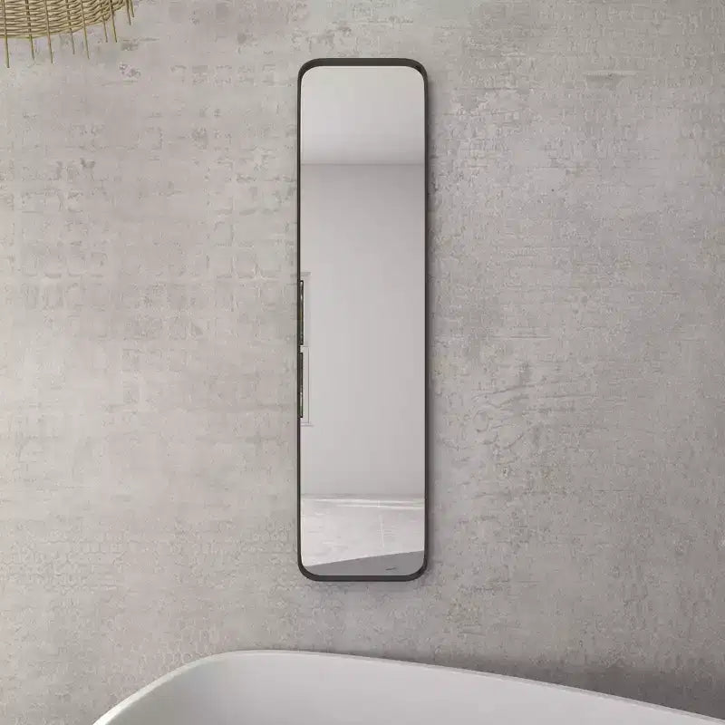 Miroir mural rectangulaire en métal avec cadre fin, 47,5 x 12 pouces