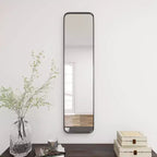 Miroir mural rectangulaire en métal avec cadre fin, 47,5 x 12 pouces