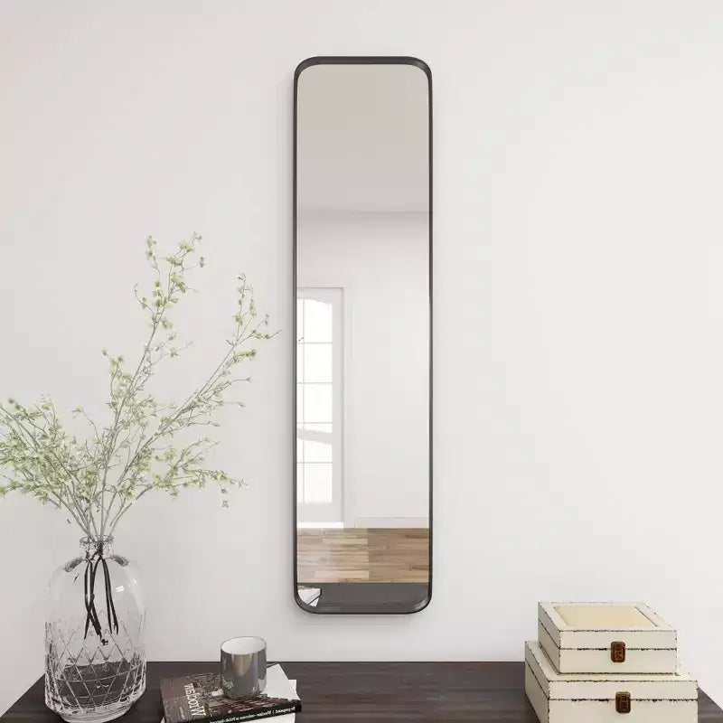 Miroir mural rectangulaire en métal avec cadre fin, 47,5 x 12 pouces