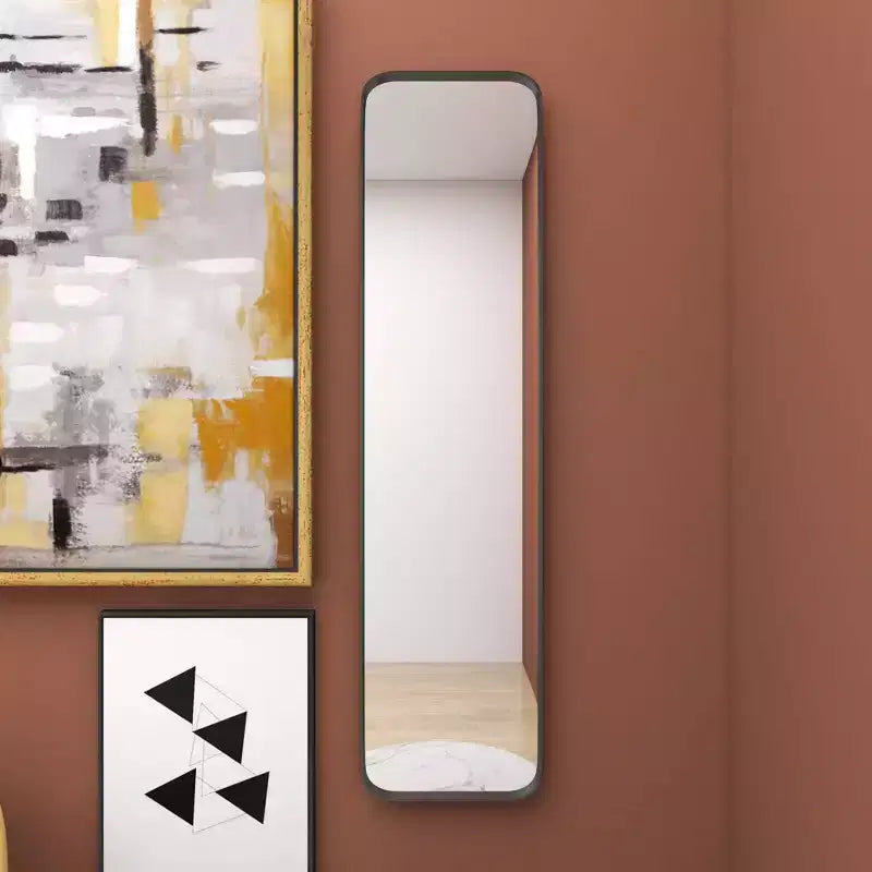 Miroir mural rectangulaire en métal avec cadre fin, 47,5 x 12 pouces