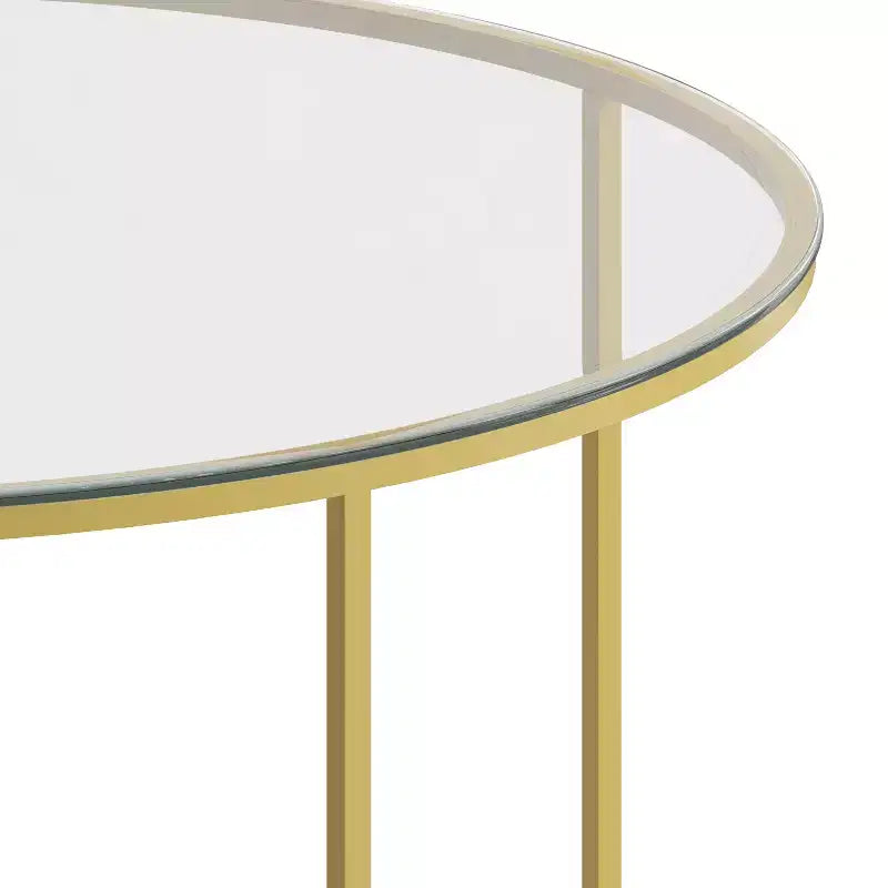 Table basse de salon en verre avec piètement en métal entrecroisé