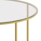Table basse de salon en verre avec piètement en métal entrecroisé