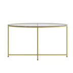 Table basse de salon en verre avec piètement en métal entrecroisé
